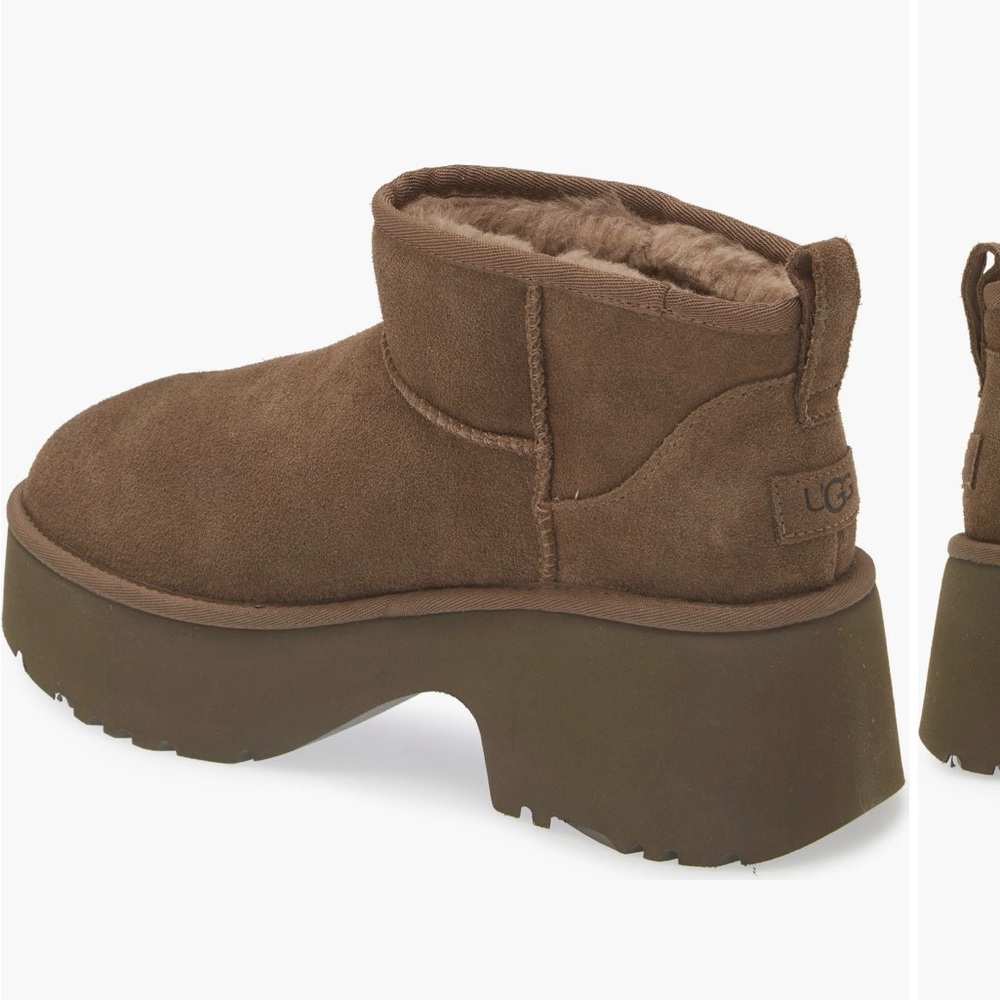 UGG Brown Suede Platform Ankle Booties - Picture 2 of 3